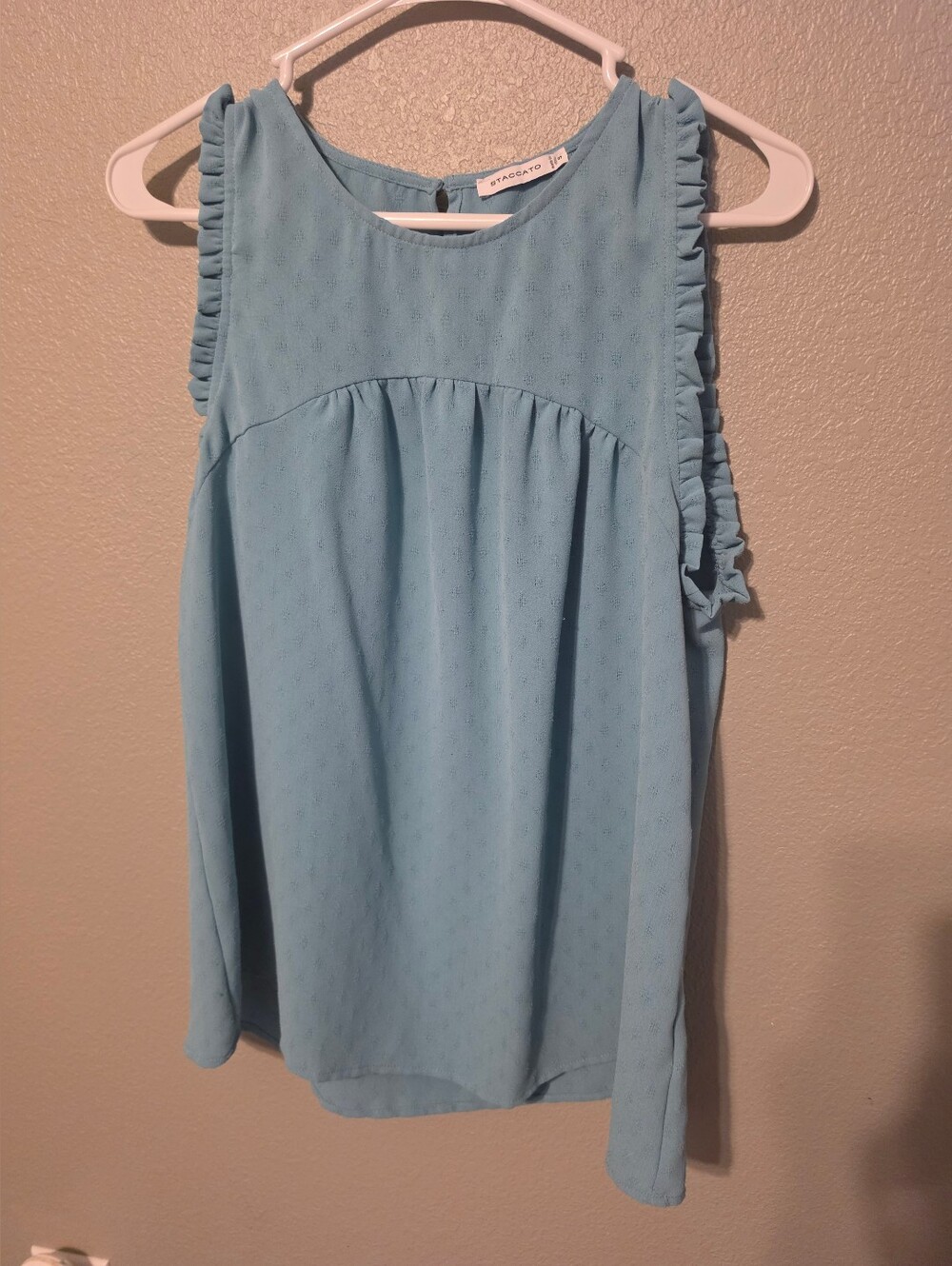 Staccato Sky Blue Ruffle Sleeve Tank Top